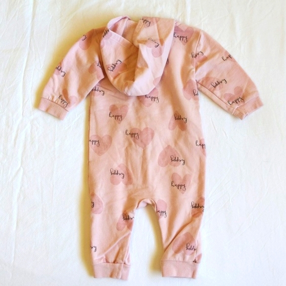 petit lem pink hearts zipper jumpsuit with hoodie 6 months baby girl - Picture 5 of 6